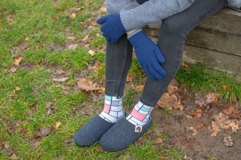 Zimný set Outback + Merino rukavice Navy & Grey