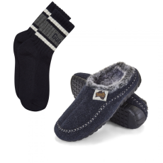 Set Bačkory Ossa nízké Navy & Grey + PONOŽKY