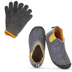 Zimní set Brumby + Merino rukavice Grey & Curry