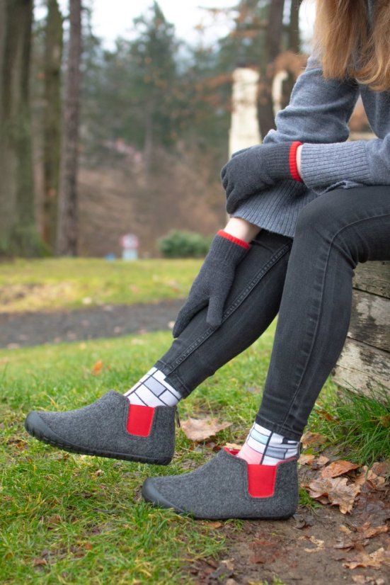 Zimní set Brumby + Merino rukavice Grey & Red