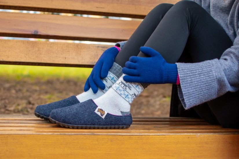 Zimný set Outback + Merino rukavice Navy & Pink