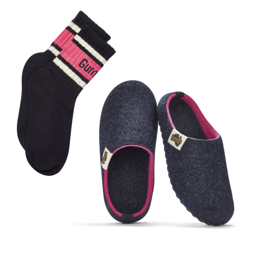 Set Papuče Outback Navy & Pink + PONOŽKY