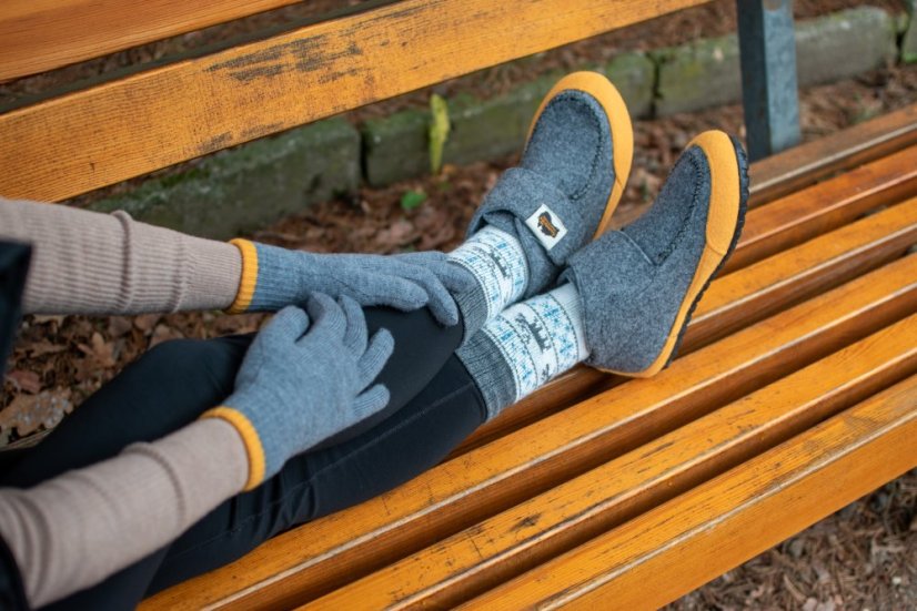 Zimný set Quokka + Merino rukavice Grey & Curry