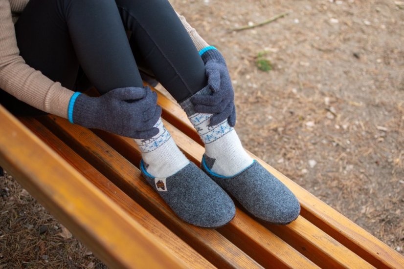 Zimný set Outback + Merino rukavice Grey & Turquoise