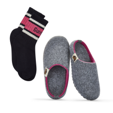 Set Papuče Outback Grey & Pink + PONOŽKY