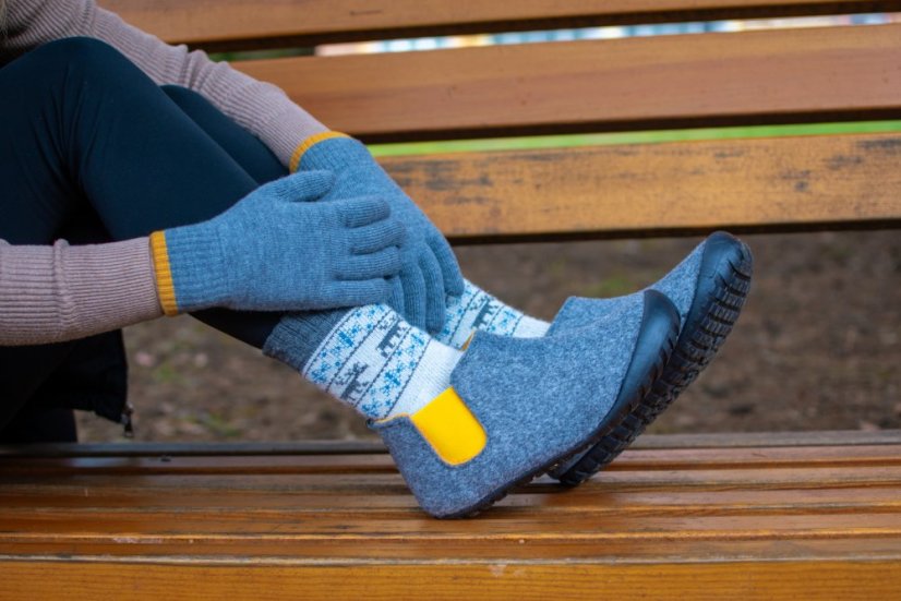 Zimný set Brumby+ Merino rukavice Grey & Curry