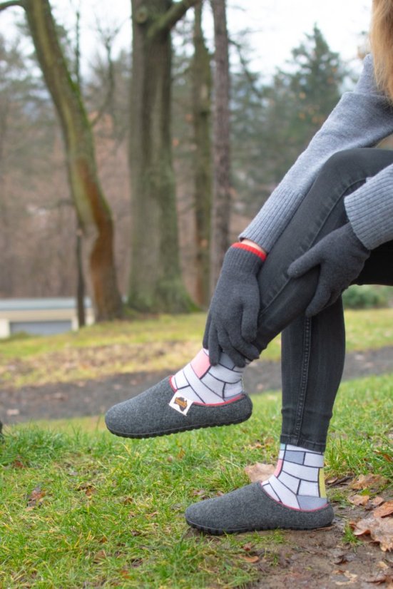 Zimní set Outback + Merino rukavice Grey & Red