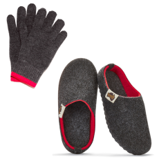 Zimný set Outback + Merino rukavice Grey & Red
