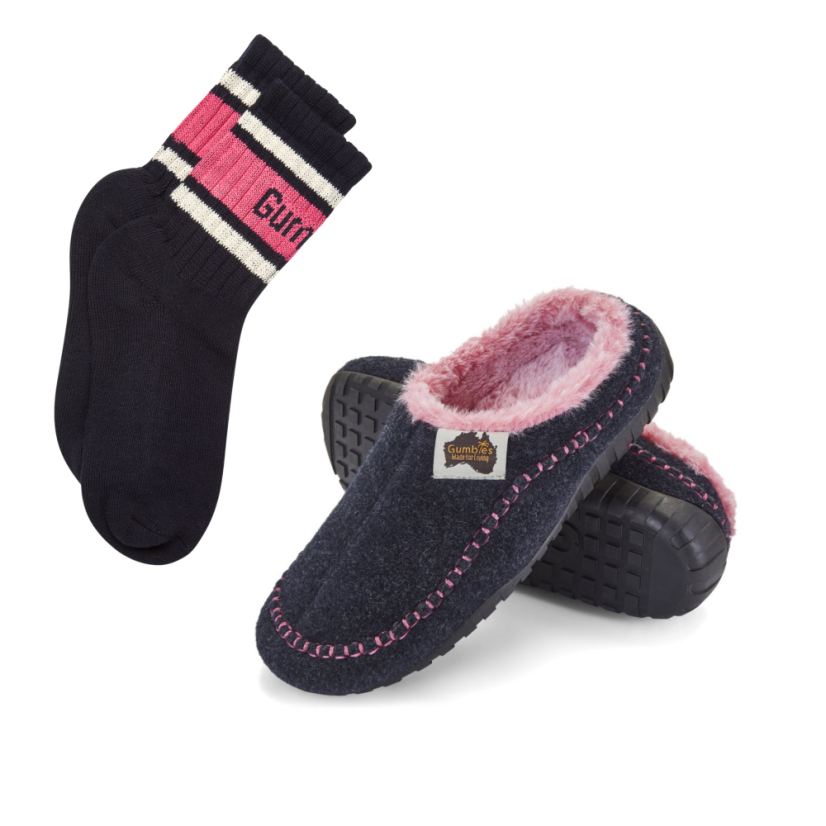 Set Bačkory Ossa nízké Navy & Pink + PONOŽKY