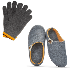 Zimní set Outback + Merino rukavice Grey & Curry